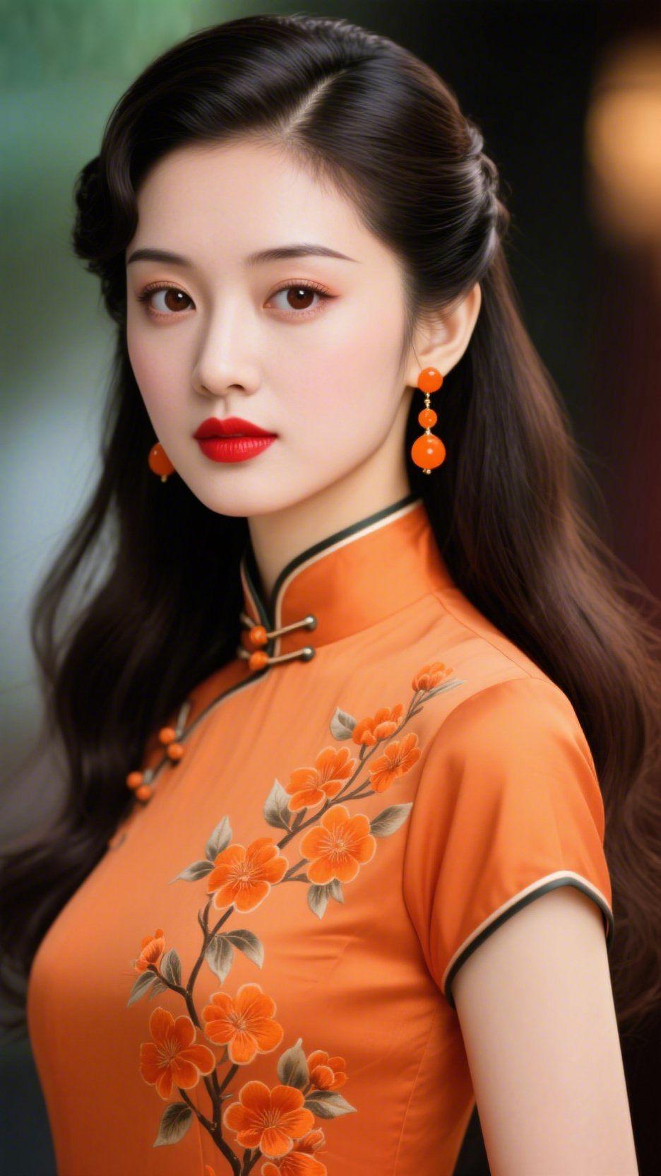 《橘襟载花温》
 
暖橘襟角上，绣枝半绽的花轻栖着——像揉软的秋阳，浸在衣料的温