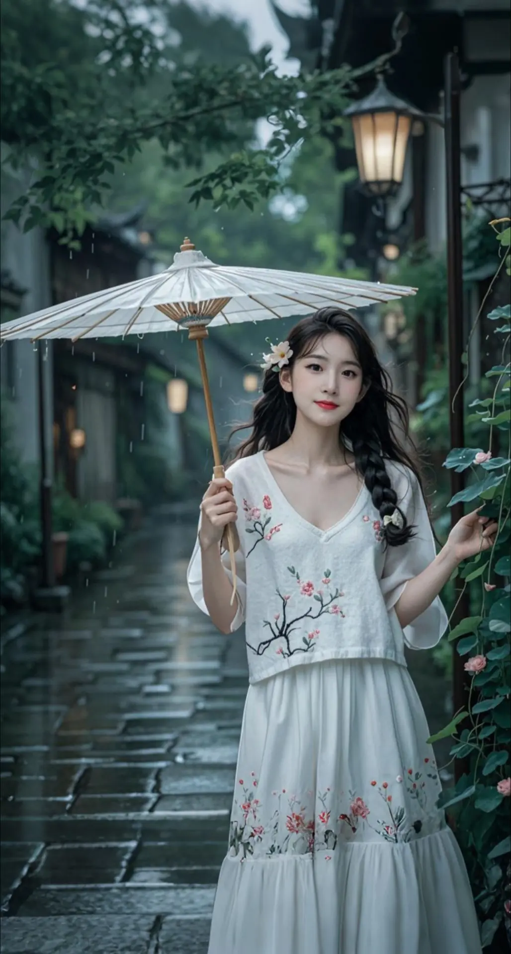 AI扩图 AI雾雨朦胧写真