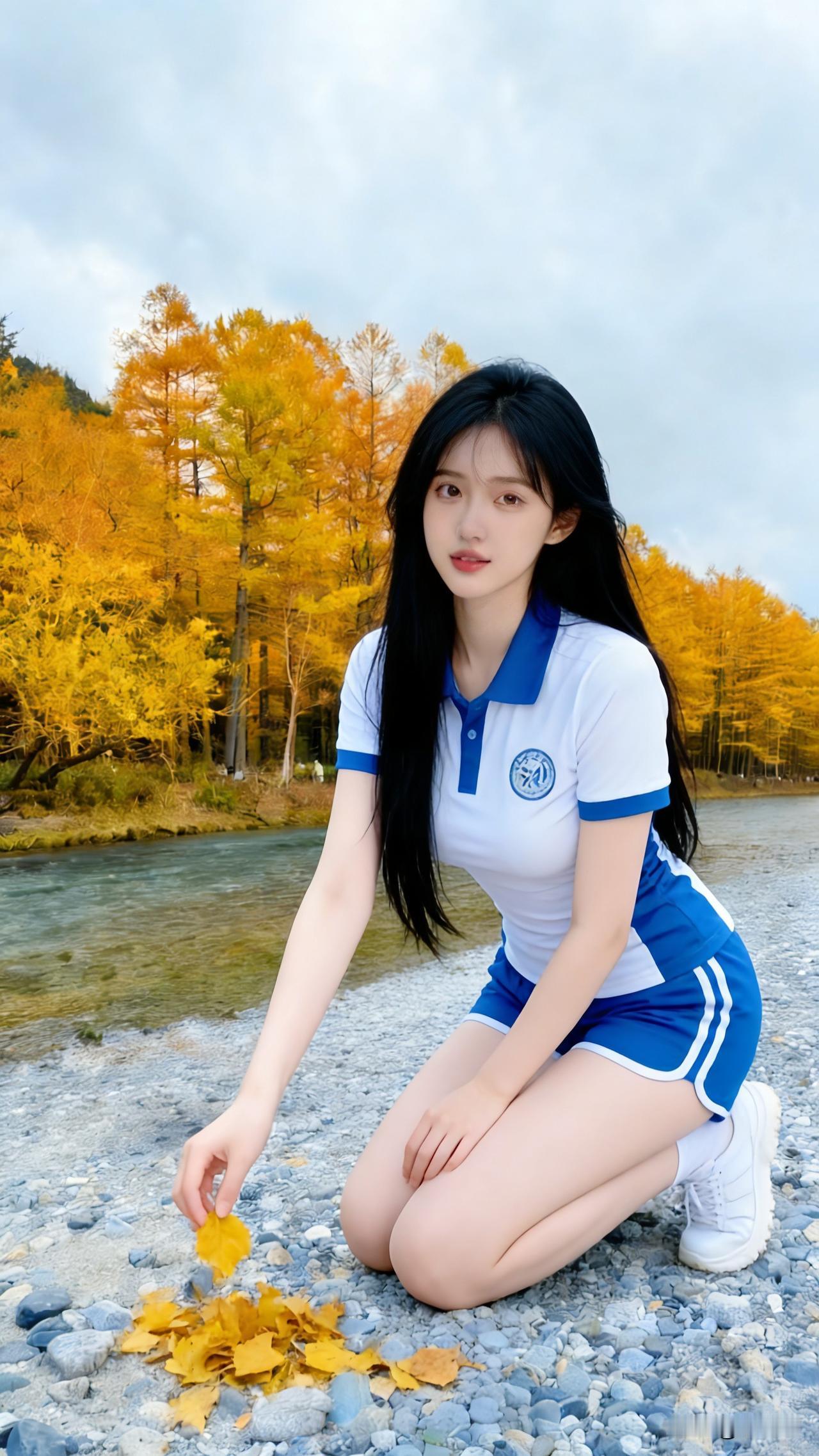 秋日暖阳下，少女与落叶共舞🍂🍁