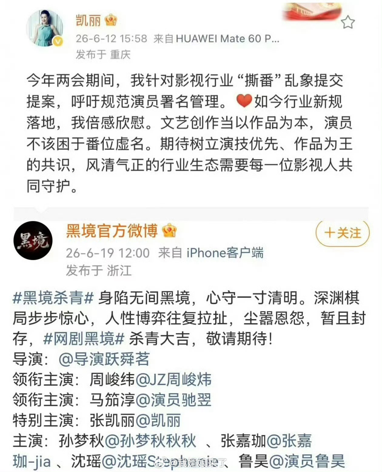 张凯丽自己提的新规没执行原来番位新规是张凯丽提出，可她参演的剧集却没有按新规执行