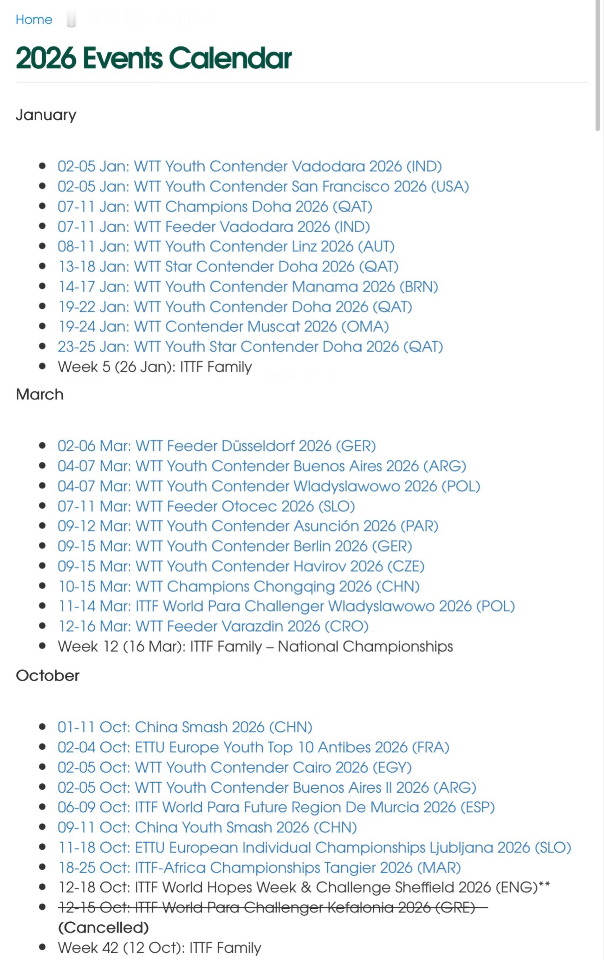 国际乒联大家庭周ITTF FAMILY WEEK2026今年赛历就有了，存在感为