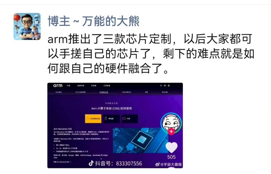 大熊老师发ARM可以定制芯片，本来就是事实，这是捅破天了？要我说，这世上哪有那么