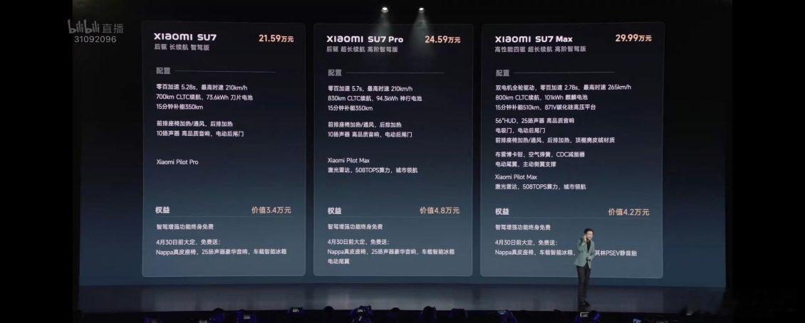 #小米SU7价格#小米汽车小米SU7价格公布，大家感觉怎么样？[doge]小米S