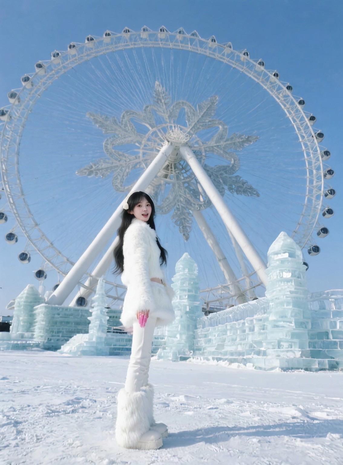 女生拍照姿势 当代最野拍照姿势 哈尔滨冰雪大世界