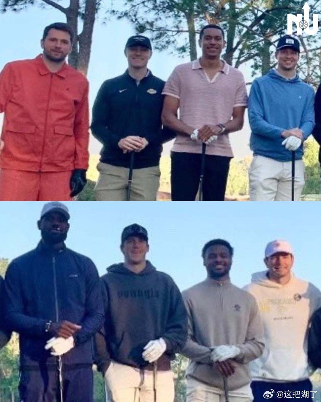 詹姆斯、东契奇、肯纳德、雷迪克、里夫斯、布朗尼和其他工作人员今天都去打高尔夫球了