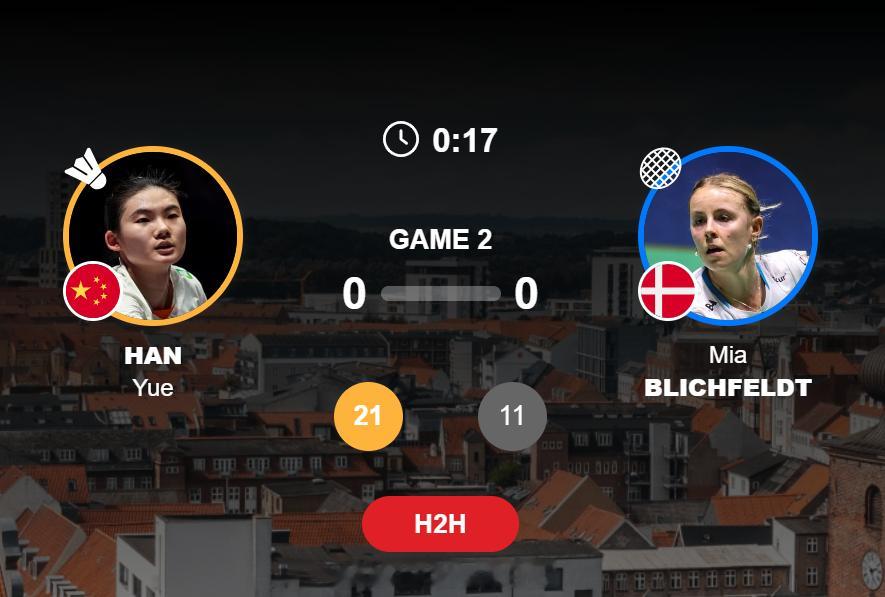 2026年汤尤杯 中国 2-0 丹麦 女单 王祉怡 21-11 21-14 莱恩