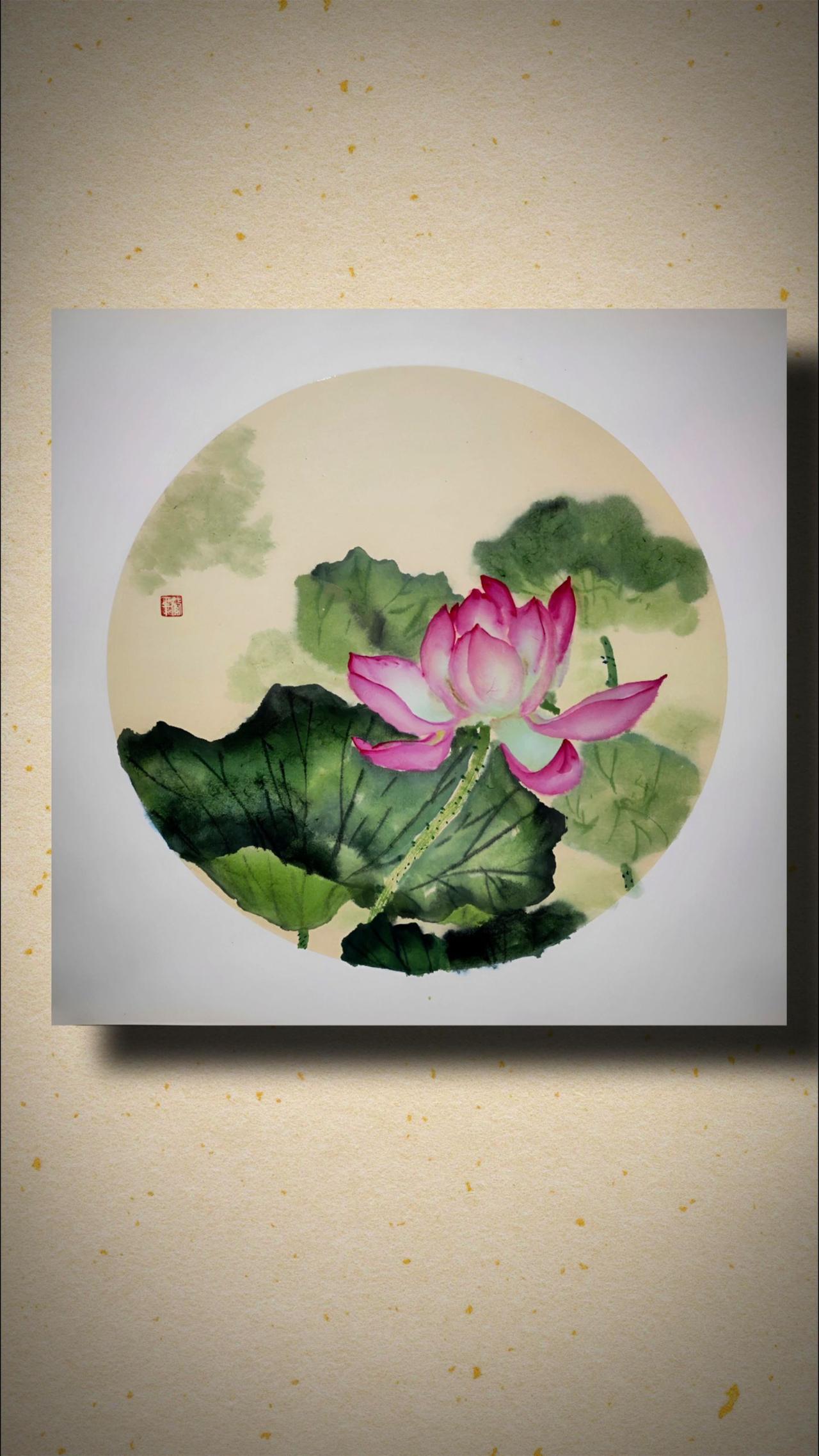 AI扩图 荷花国画 香凝写意荷花 感受国画的意境之美 零基础学画画