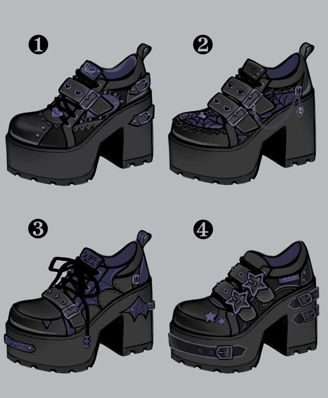 一些亚文化厚底鞋～
思考🤔拼色好还是纯黑好
厚底鞋 厚底鞋设计亚文化穿搭