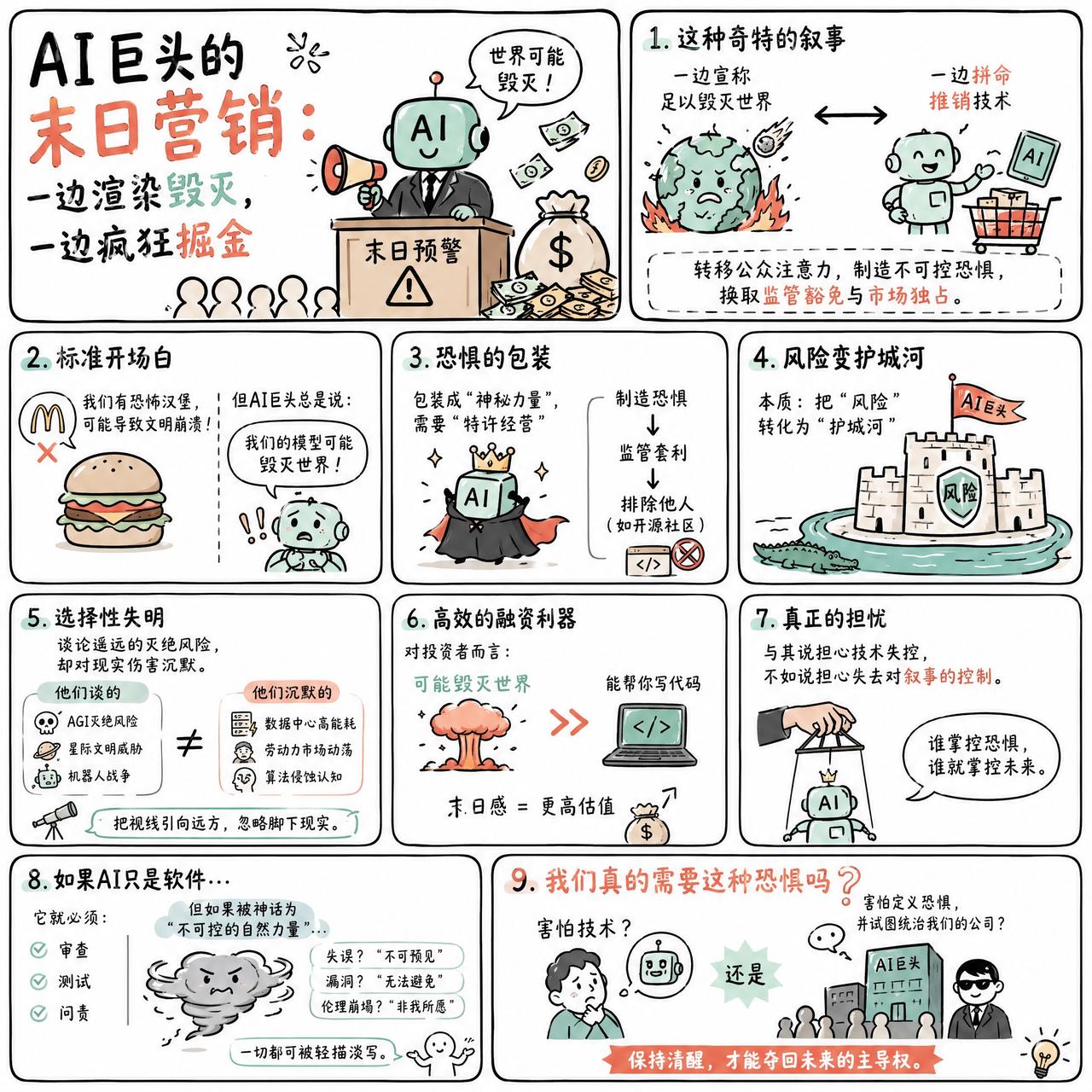 【AI 巨头的末日营销：一边渲染毁灭，一边疯狂掘金】

快速阅读：AI巨头们正陷