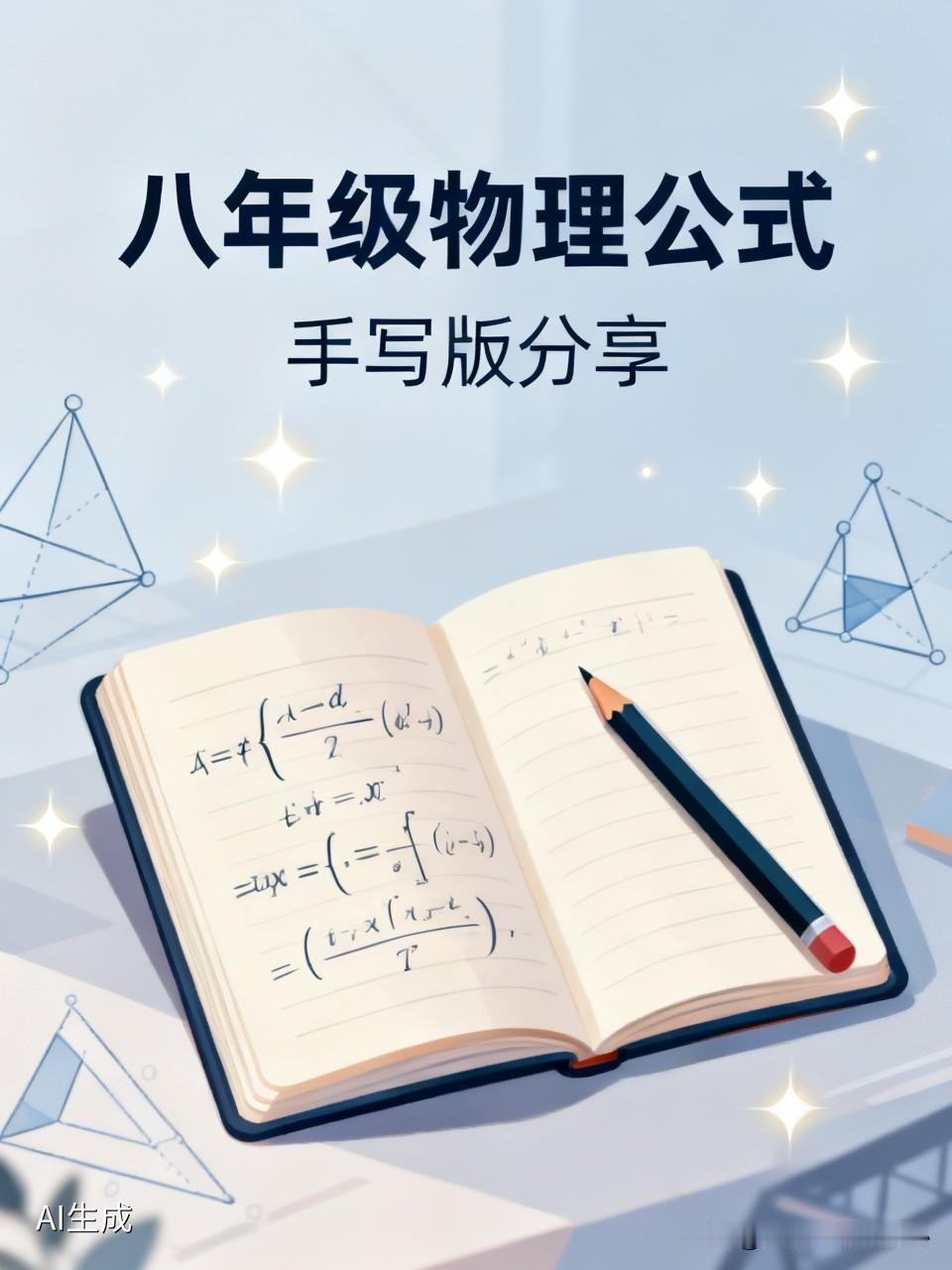 今天突发奇想，把我精心总结的八年级物理公式手写版发到了抖音里。
没想到这么多人感