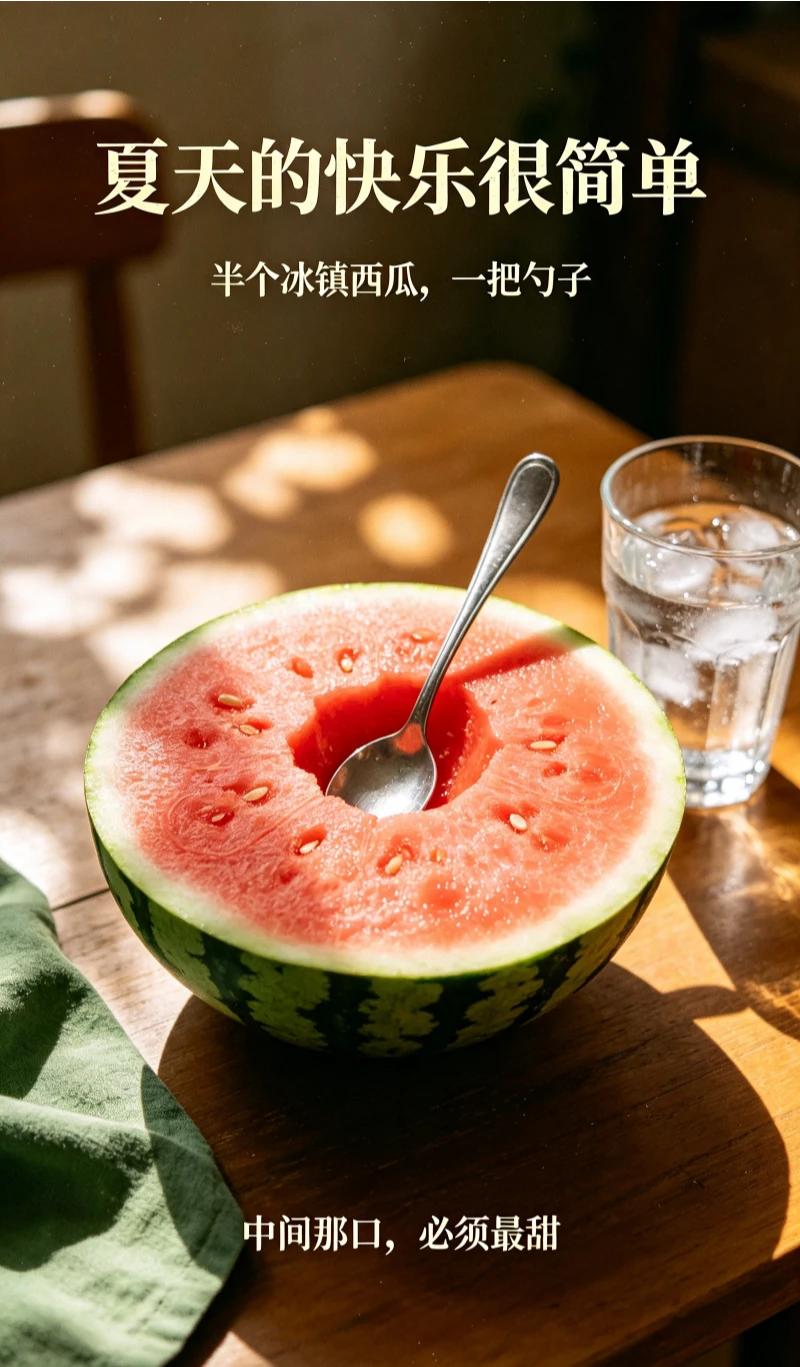 要说最对味的，必须是刚从冰箱拿出来的半个西瓜，用勺子挖着吃，中间那口最甜！你们呢