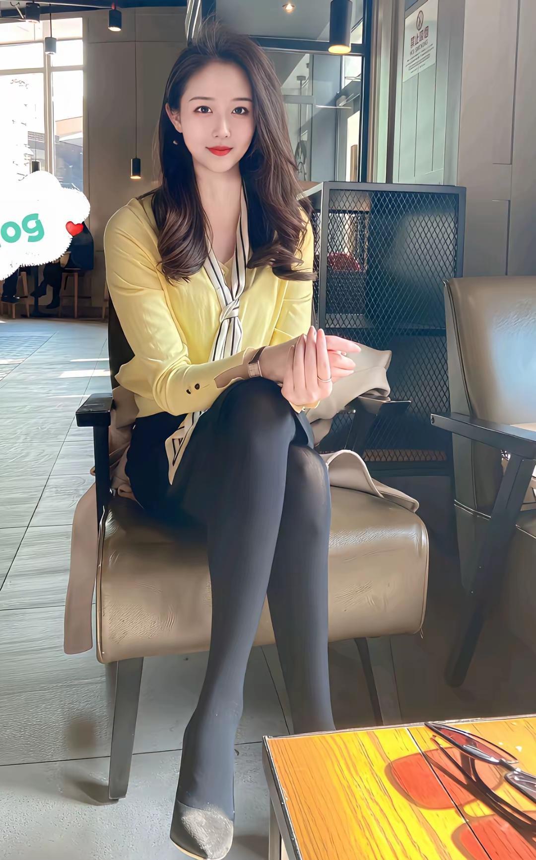 优雅咖啡馆里的时尚穿搭，轻松自在，享受美好时光。