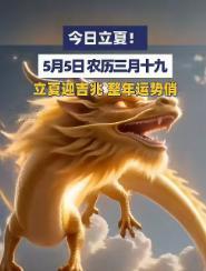 今日立夏！5 月 5 日农历三月十九，立夏迎吉兆整年运势俏。

古人判断立夏，主