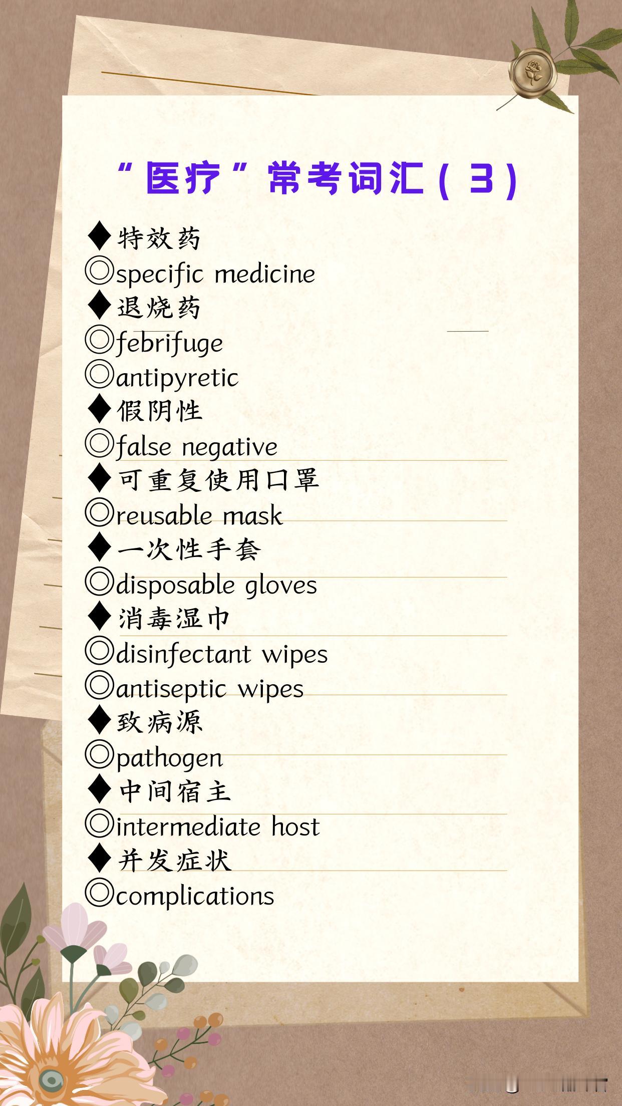 （第2901期）本期“常见+常用+常考”双语金句的主题是【医疗 Medical 