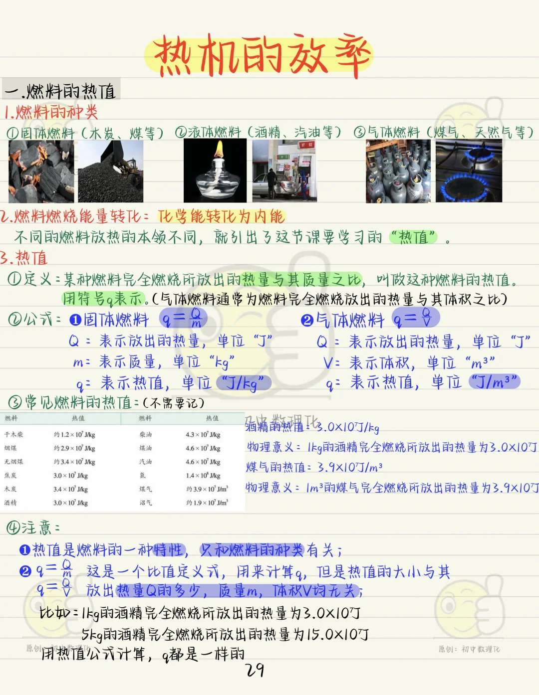 初三物理：①热机的效率②能量的转化和守恒