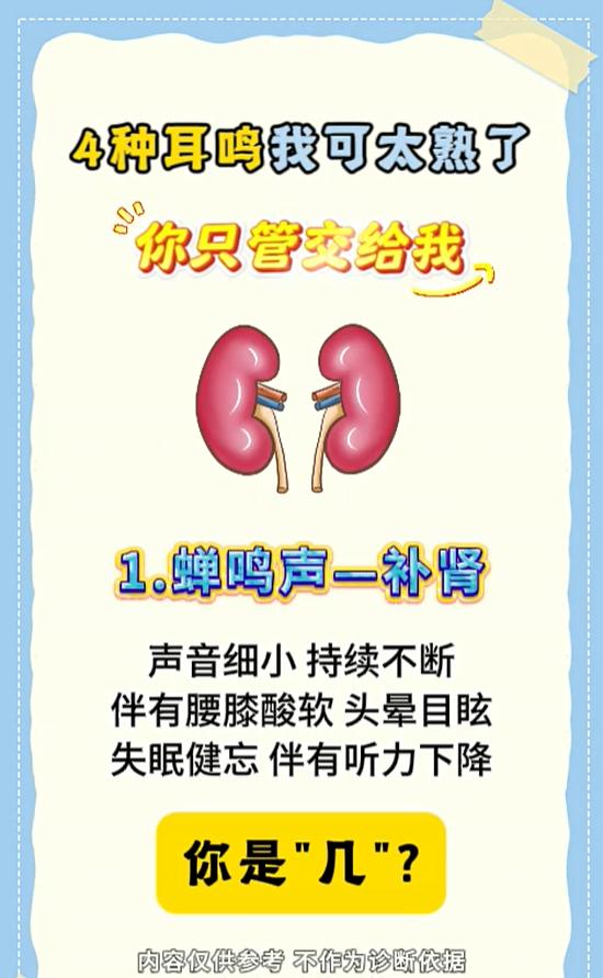 听耳鸣声音辨体质，肾肝脾肺各有不同表现