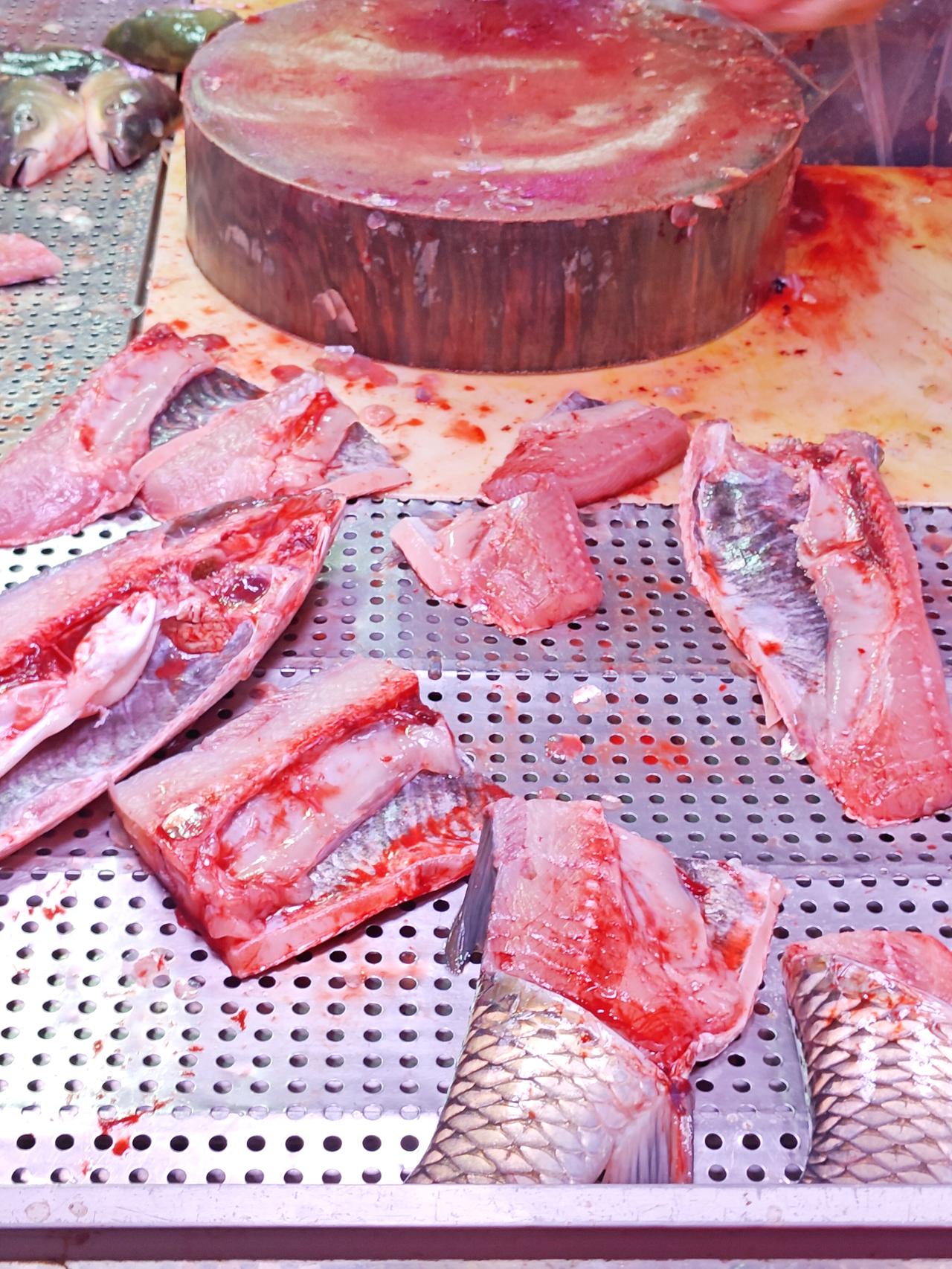 鲩鱼腩（草鱼）最近挺贵的，正鱼腩20/斤（图1右上角那块），总体食味确实是可以。