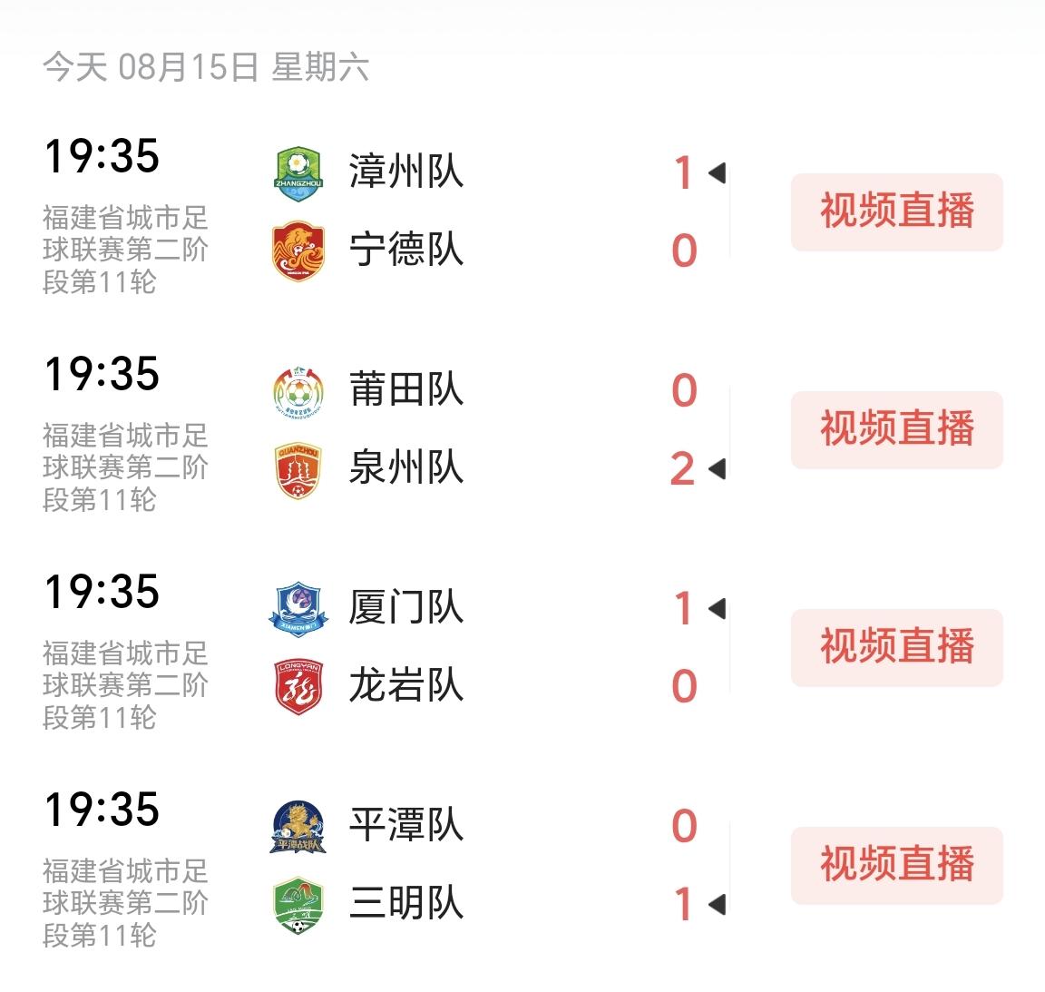 【闽超一向都不喜欢平局，今晚的4场比赛，都有进球了】

闽超进行时，甲级组2场，