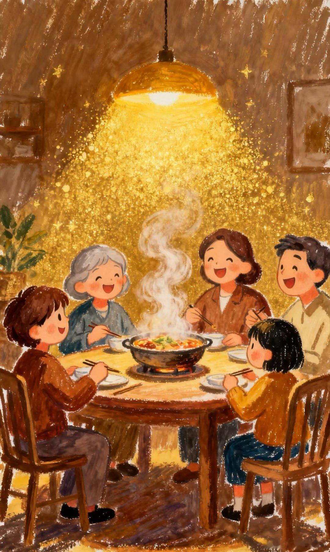 小时候觉得幸福很复杂，现在越来越觉得，一家人围坐在一起吃顿饭，就是最简单也最踏实