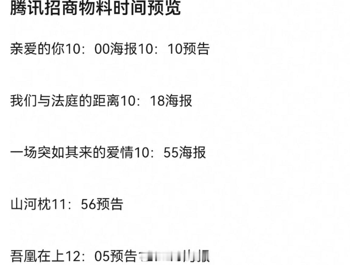 🐧招商会剧集物料时间预览 ​​​