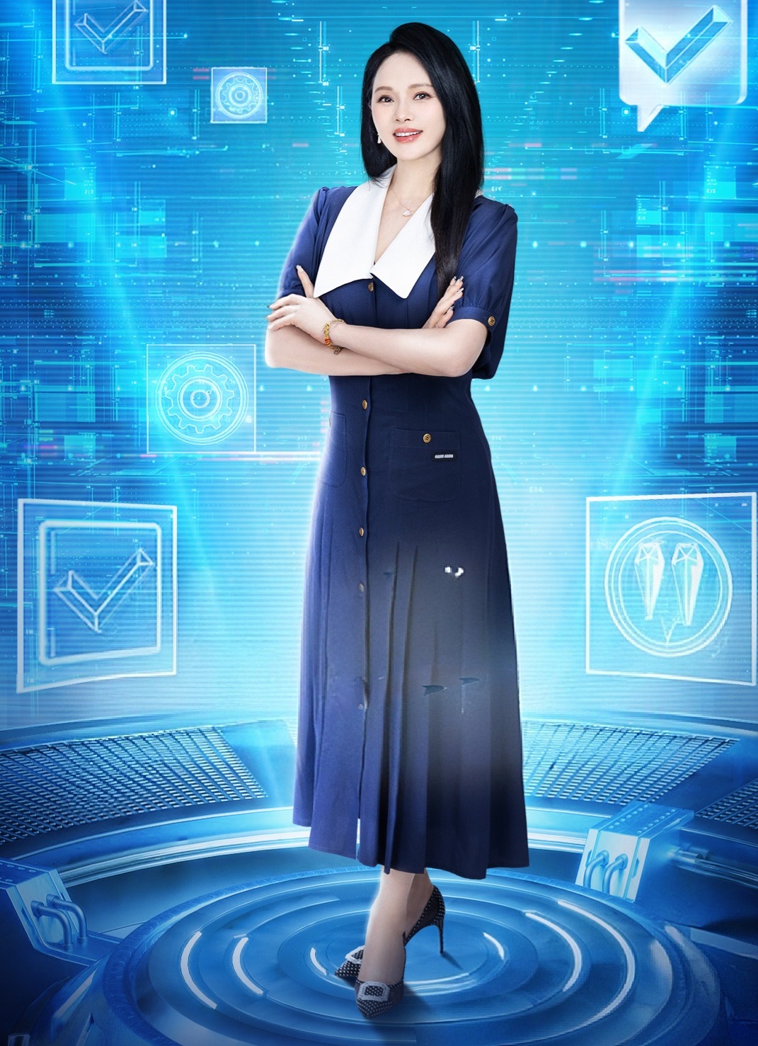 伊能静  伊能静黑色波点高跟鞋