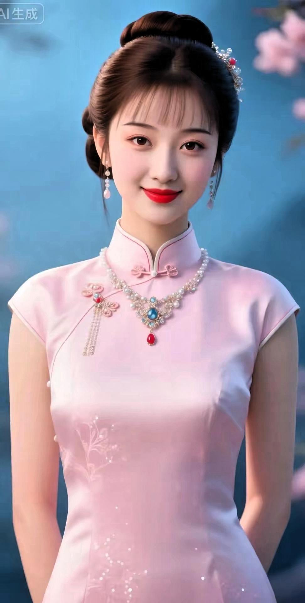 优雅旗袍，红唇轻启，古典韵味，尽显东方之美。∫