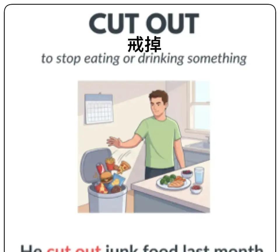 英语词汇7个和饮食相关的短语动词。

他以前总在周五晚上喊我去`eat out`