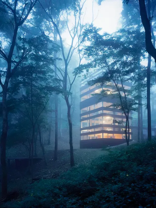 日本🌲轻井泽神秘漂浮空间民宿 盗梦空间！