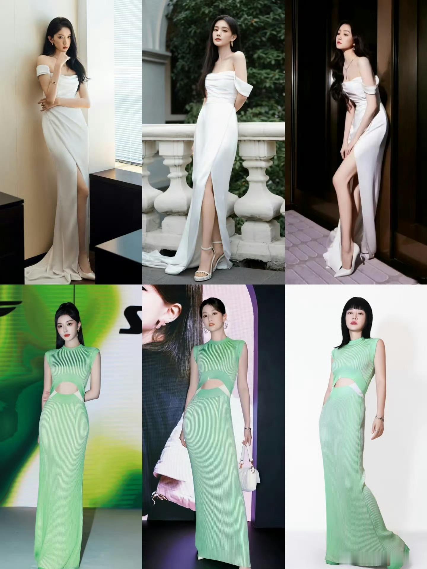 四个女明星撞衫同一款礼服在娱乐圈撞衫，确实不是什么不常见的事情吧 美女姐姐们的审