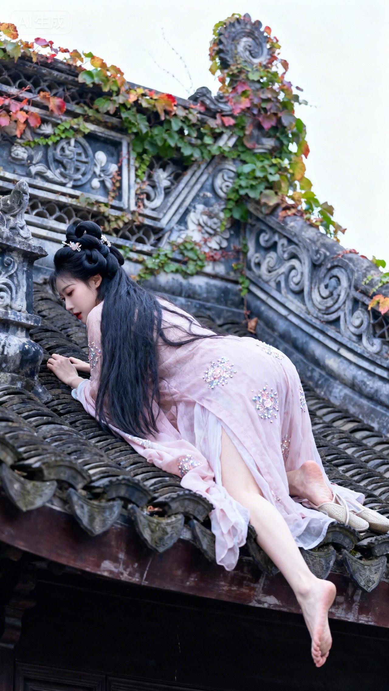 为了给表哥扮可爱猫咪，我差点从房顶上摔了下来，危险动作切勿模仿。表哥，别只顾着拍