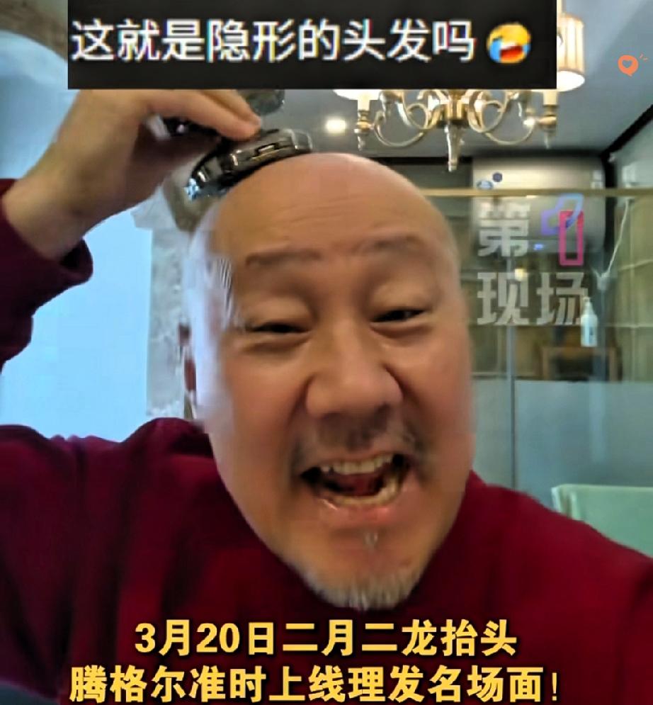 内娱活人天花板！

腾格尔二月二剃“隐形头发”，被网友P上林俊杰同款刘海，两大歌