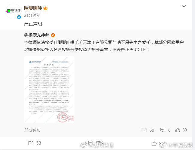 #哇唧唧哇否认和毛不易解约#【#律师谈伪造哇唧唧哇公章解约说明#】近日，网传和哇