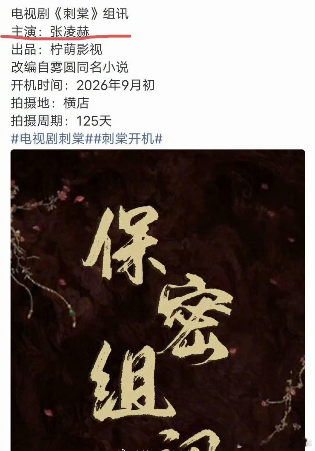 曝刺棠张凌赫单人过会《刺棠》张凌赫单人过会，女主还没定，柠萌着急锁大爆生，组训也