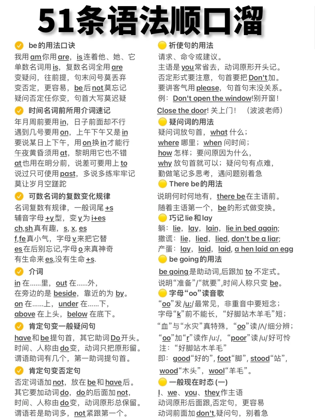 拒绝死记硬背！51条顺口溜！拿捏英语语法！