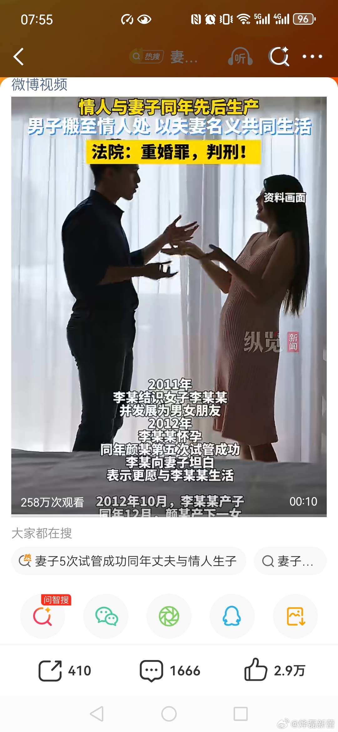 【妻子难孕男子与情人生子同居犯重婚罪】 妻子5次试管成功同年丈夫与情人生子 男的