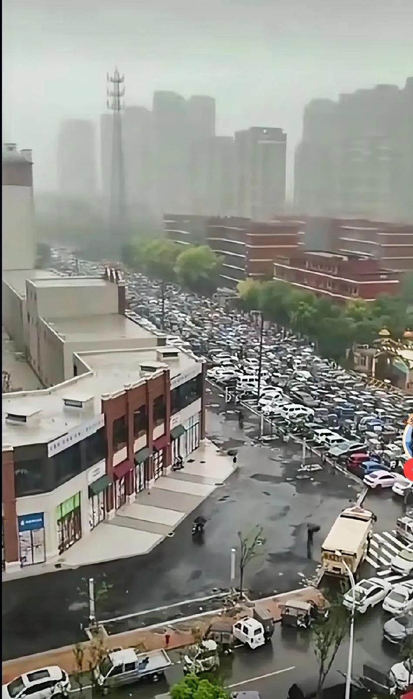 这张照片是一所小学放学时的场面，黑压压一片全都是车，场面太壮观了，家长接送小孩太