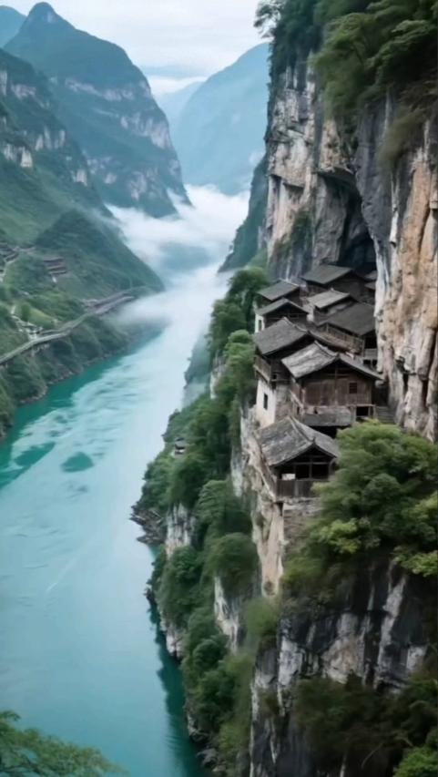 在云南丽江的深山峡谷之中，藏着一座极具视觉冲击力的古村宝山石头城。
整座村落依山