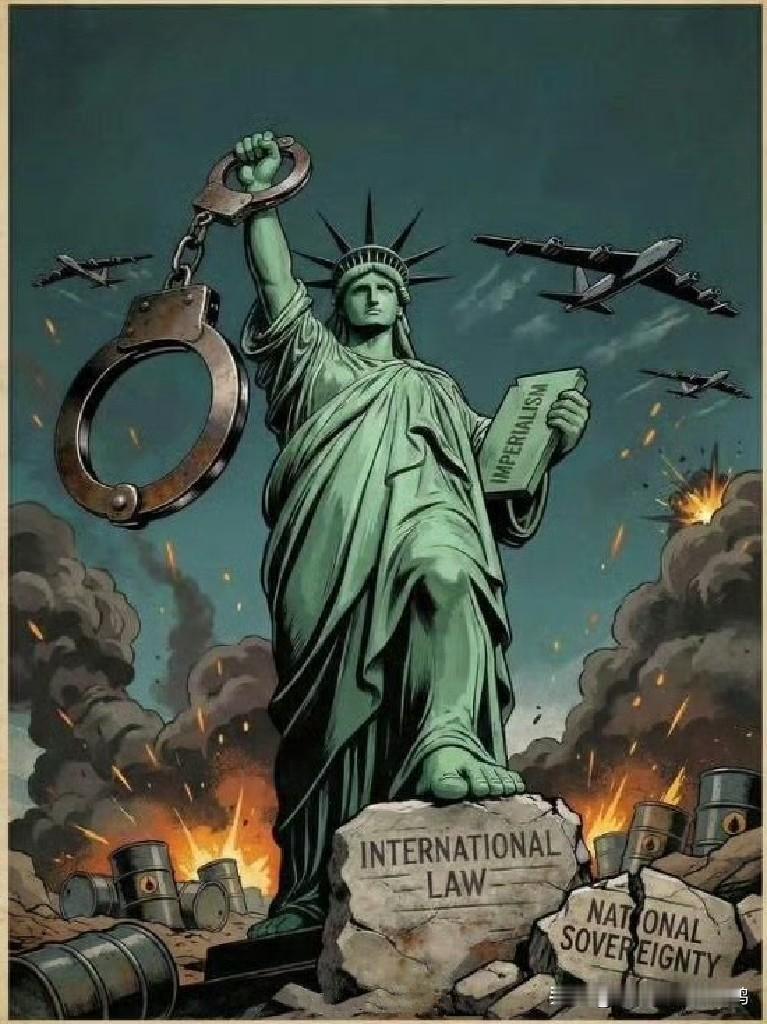 #委美冲突# 
2026年的世界秩序。

这是一幅新华社刊载的漫画。

国际法已