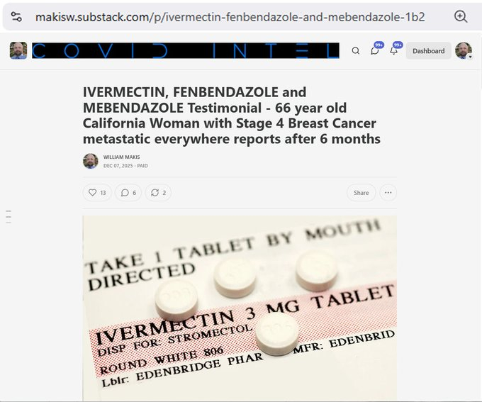 最新文章：伊维菌素、芬苯达唑和甲苯达唑治疗案例——一位66岁的加州女性，患有四期