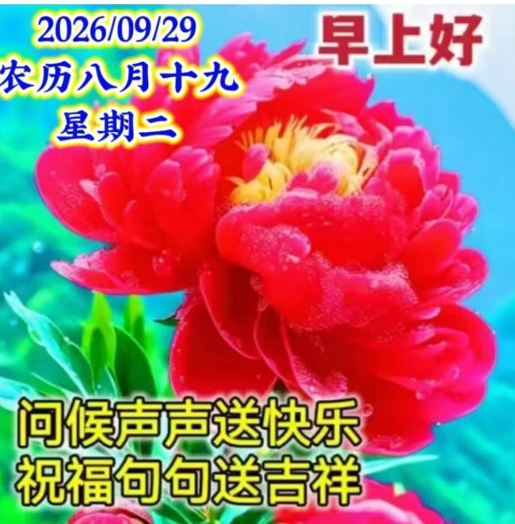旭日东升又一天，
清晨祝福送身边；
相互牵挂暖心间，
但愿百岁都健在；
开心快乐