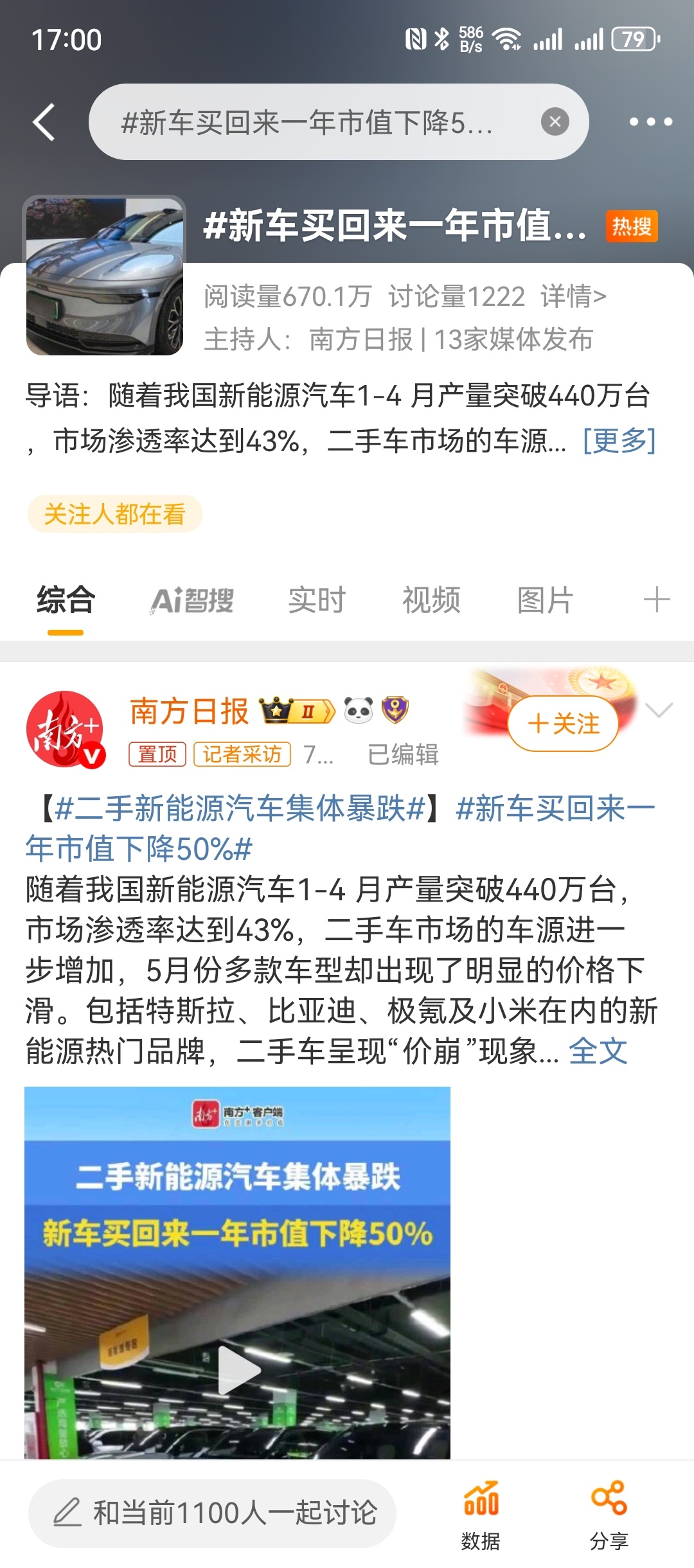 二手新能源汽车集体暴跌近两年二手新能源车普遍保值率不高，无外乎两个原因：-买新车