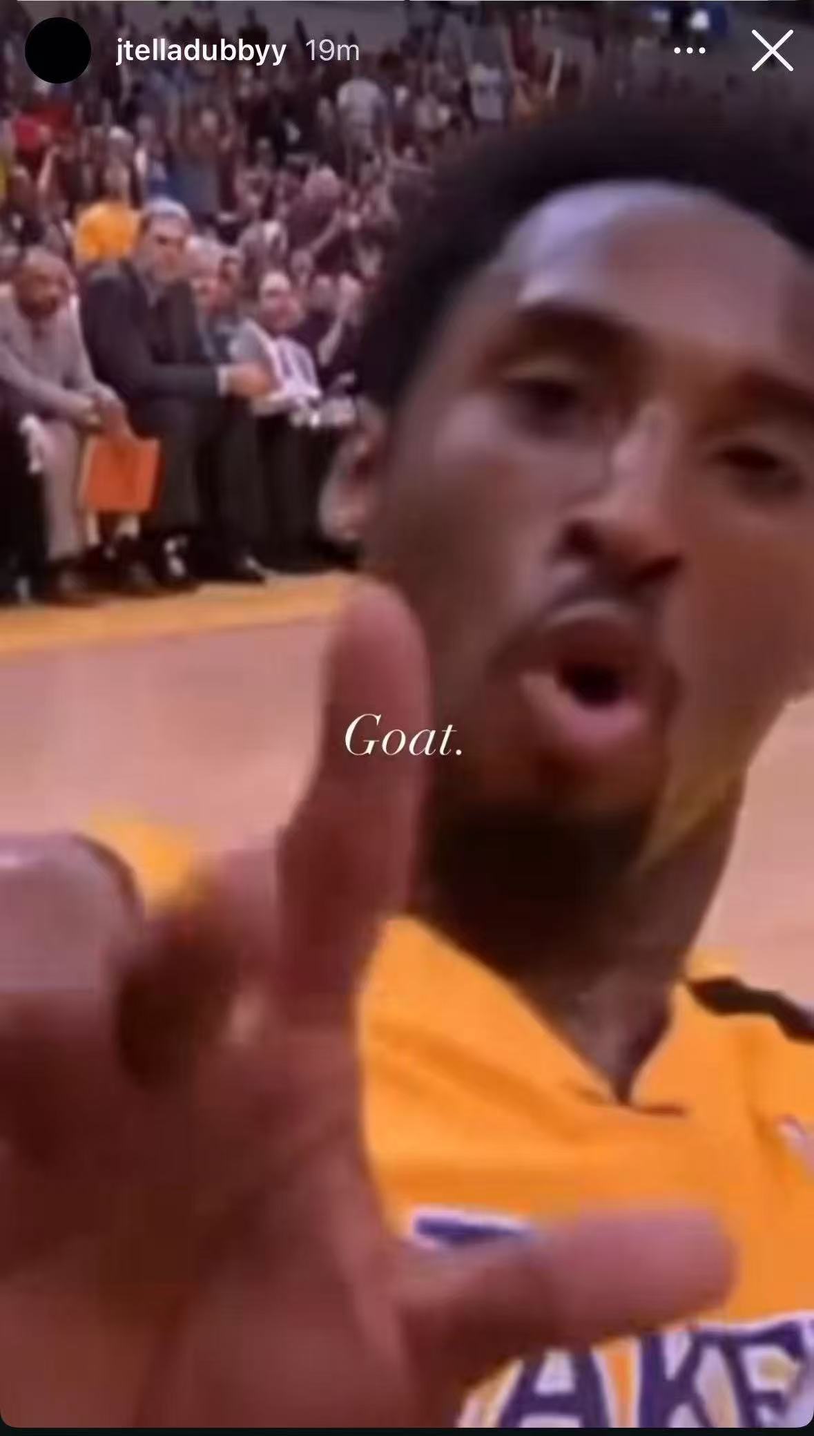 洛杉矶湖人雷霆球员杰伦威廉姆斯在instagram上面怀念湖人名宿科比：Goat