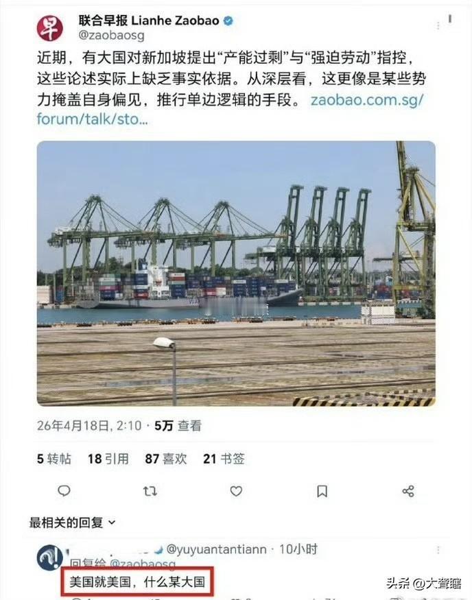 新加坡指责美国的指控是偏见！
据新加坡媒体消息，新加坡遭到美国指控产能过剩及存在