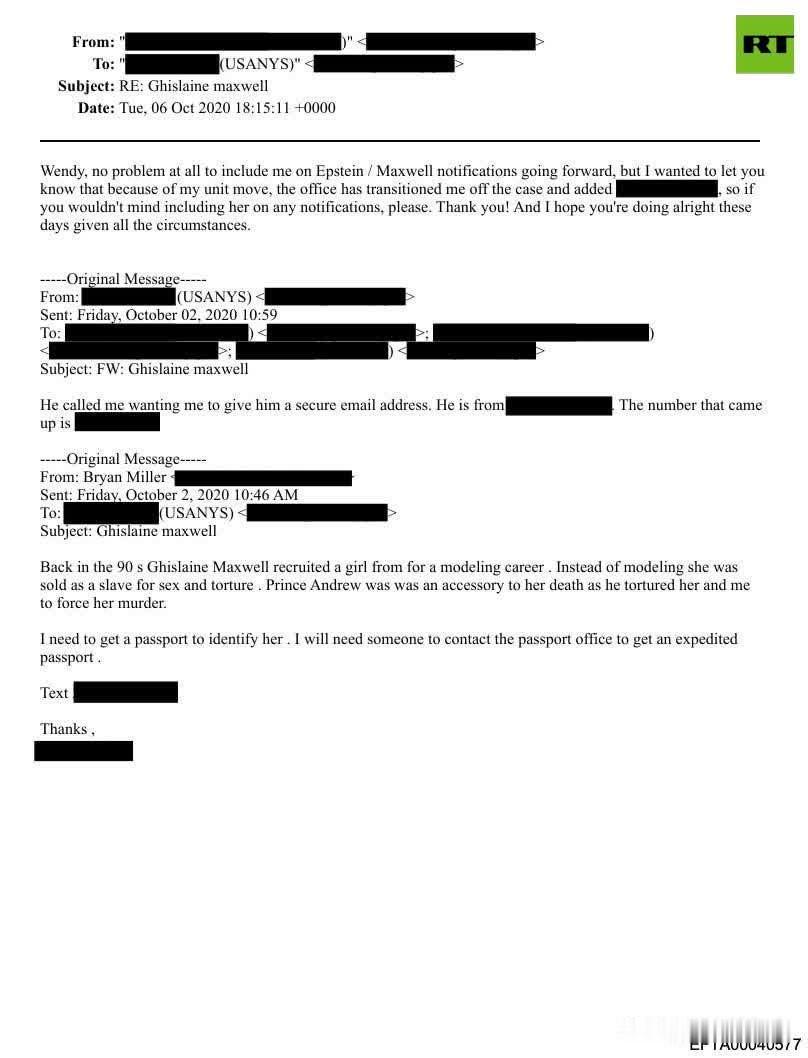 爱泼斯坦档案中的一份声明称，英国王室安德鲁王子是导致一名遭受酷刑的“性奴”死亡的