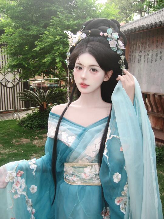 蓝色汉服ccd自带清冷感