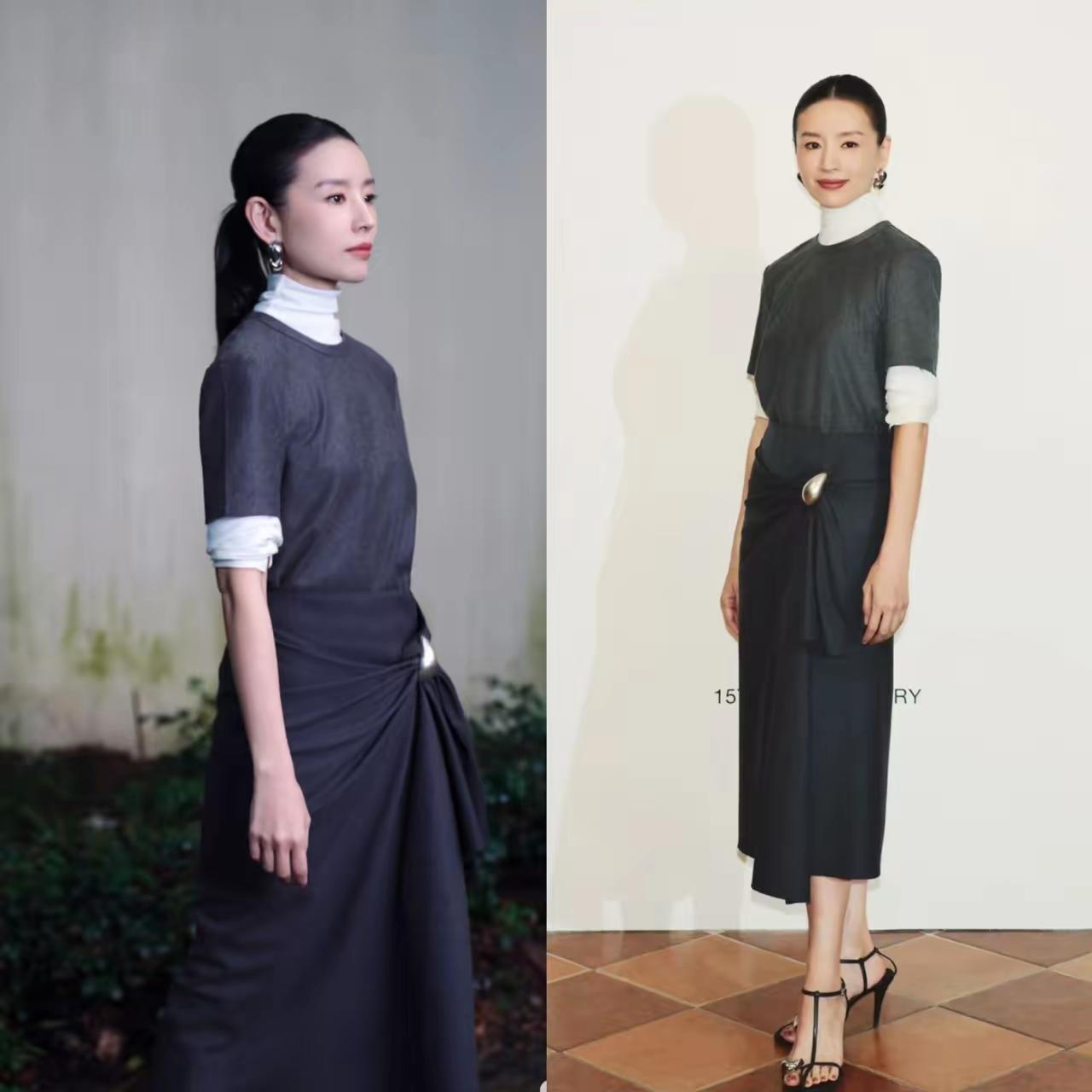 啊！真美！如此优雅，这般有气质，感觉董洁宛如奥黛丽·赫本附身。
女人果真要瘦，方