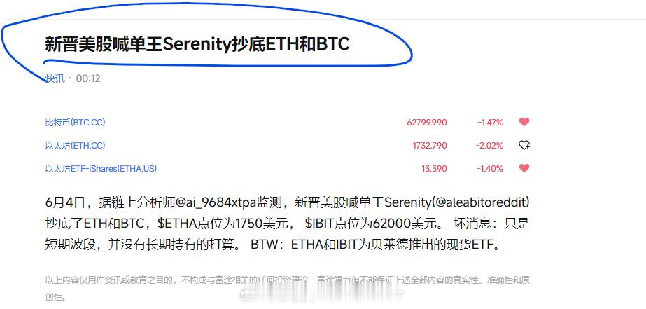 美股技术图形分享美股比特币serenity 昨天新股王 SERENITY 喊单比