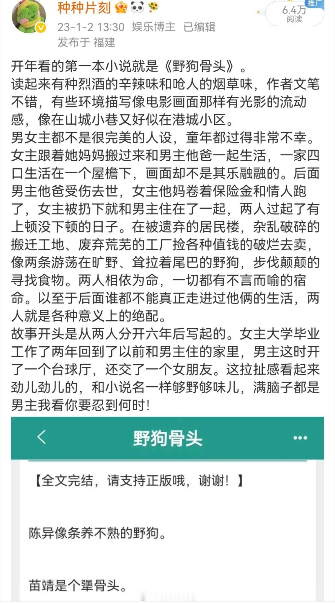 作为读者我真的想不到还有谁能比宋威龙和张婧仪更适合演《野狗骨头》男女主了，我想象