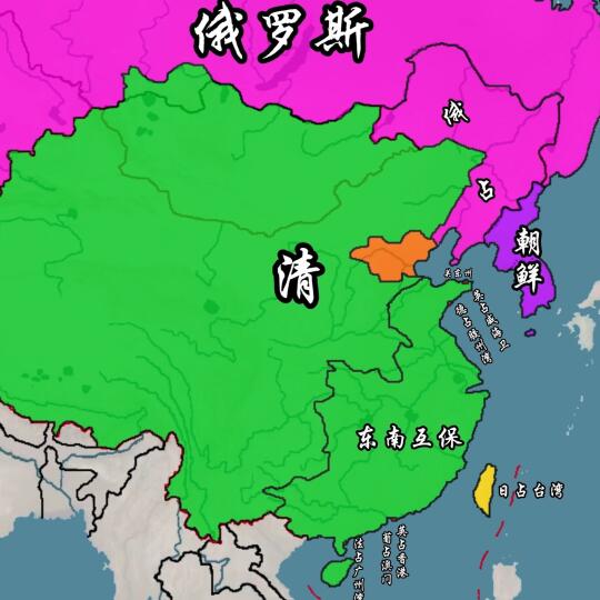 清末“东南互保”范围示意图