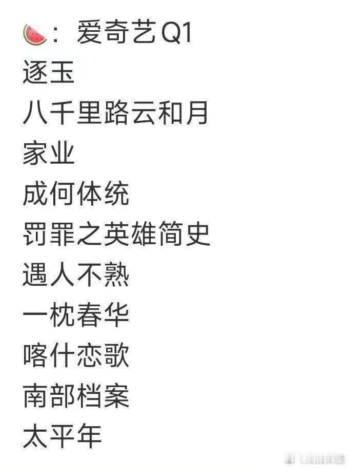 爱奇艺q1排播剧集，可以可以，特别好 